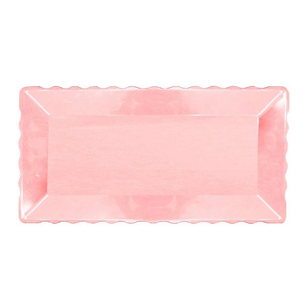 Bandeja Retangular Plástico Liso Rosa Bebe - 16x30cm - 1 Un - Rizzo