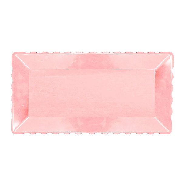 Bandeja Retangular Plástico Liso Rosa Bebe - 16x30cm - 1 Un - Rizzo