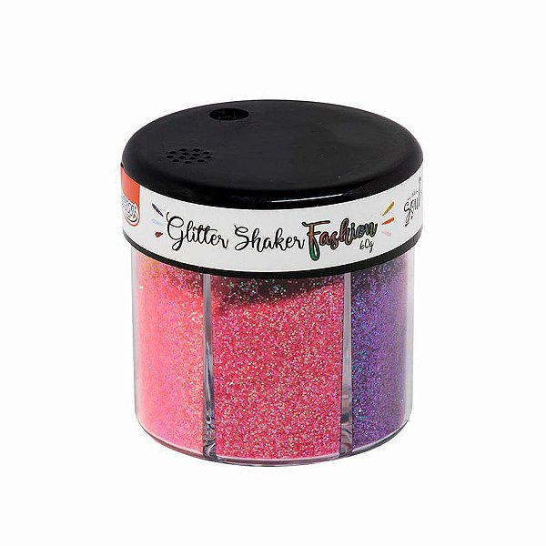 Glitter Shaker Fashion - Glitter sortido - Pote de 60g com 6 Cores - 01 Unidade - BRW - Rizzo Embalagens