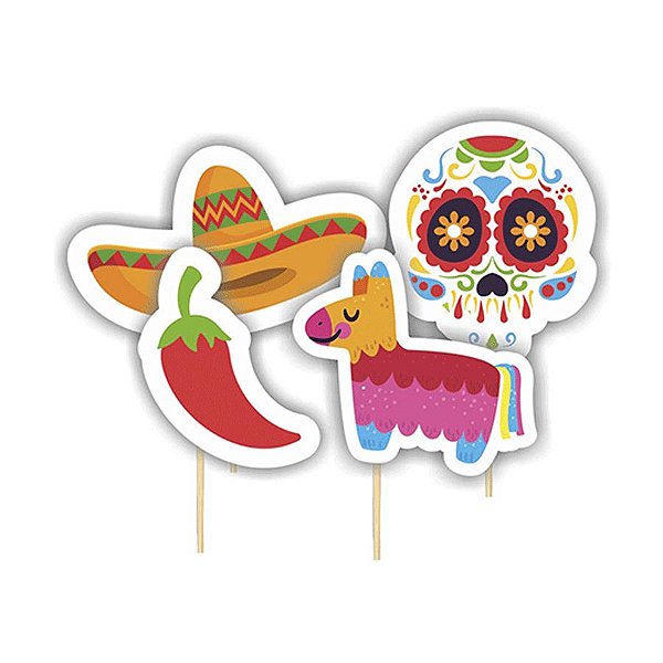 Pick Decorativo Festa Mexicana Dia Dos Mortos - 04 Unidade - Junco - Rizzo Embalagens