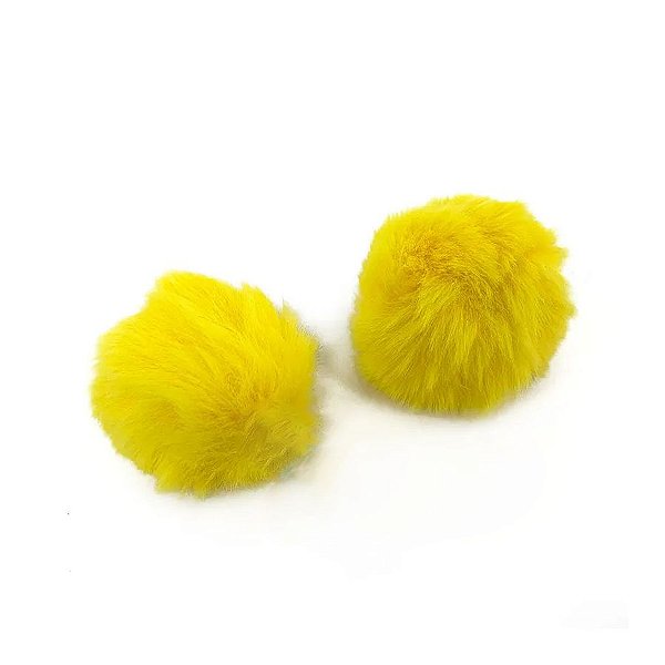 Pompom Pelo Decorativo Amarelo - Nº7 - 2 Un - Artegift - Rizzo