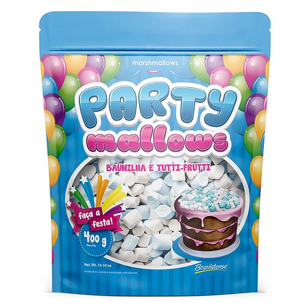 Mini Marshmallow Party Mallows - Baunilha e Tutti-Frutti - 01 Unidade - Florestal - Rizzo