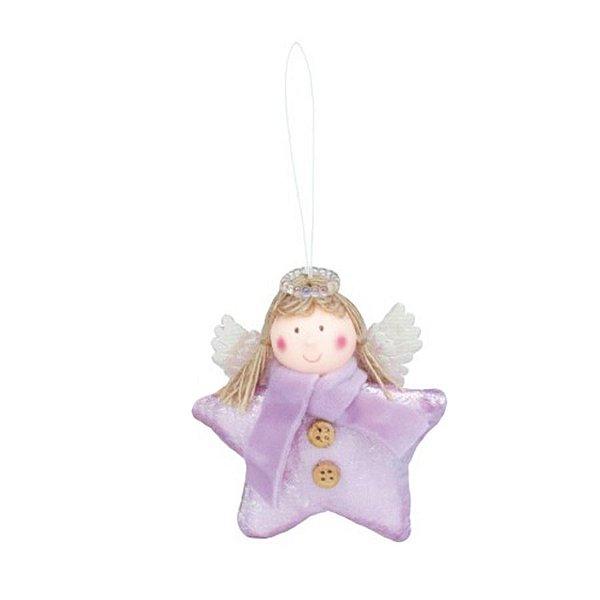 Enfeite para Pendurar Anjo Estrela Roxo - 01 unidade - Cromus Natal - Rizzo Embalagens