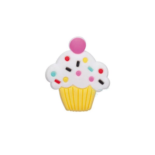 Aplique Cupcake Amarelo Silicone - 3,5cm - 4 Un - Artegift - Rizzo