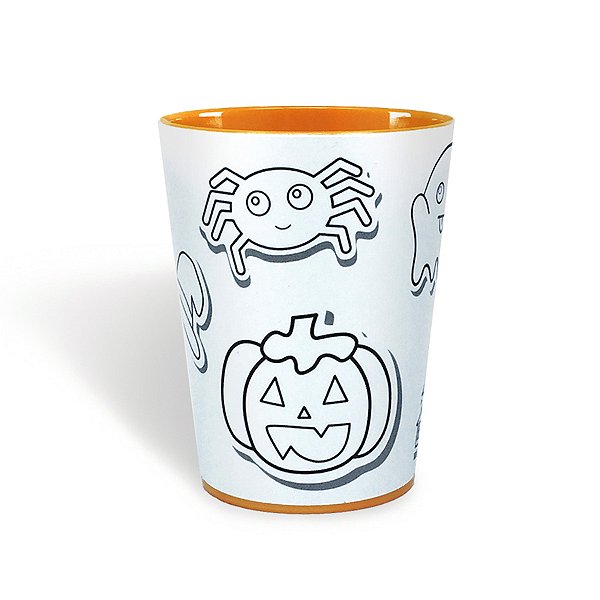 Copo para Colorir Halloween - Color Cup - Laranja - 01 unidade - Rizzo Embalagens