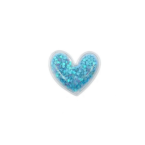 Aplique Coração Incolor Azul - 5cm - 2 Un - Artegift - Rizzo