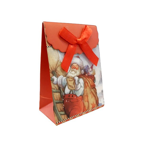 Mini Sacola Lembrancinha Vermelha Natal Papai Noel - 10cm - 1 UN - Rizzo