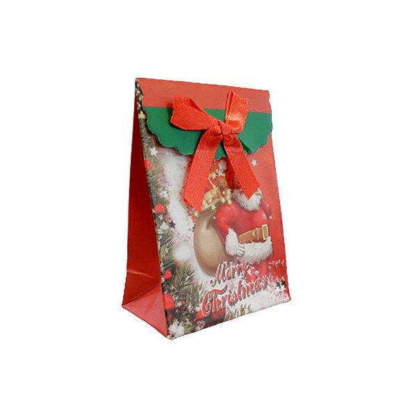 Mini Sacola Lembrancinha Vermelha Merry Christmas - 10cm - 1 UN - Rizzo