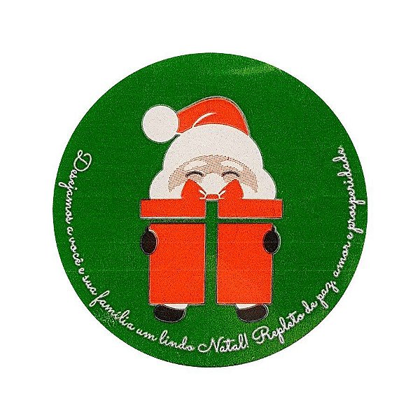 Etiqueta Adesiva Noel com Presente - Verde - com 60 un. Rizzo Embalagens