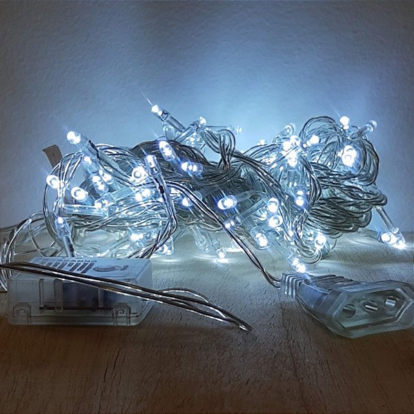 Cordão de LED Luz Branca com Fio Incolor 100 Leds 5m 220V - 1unidade - Cromus Natal - Rizzo