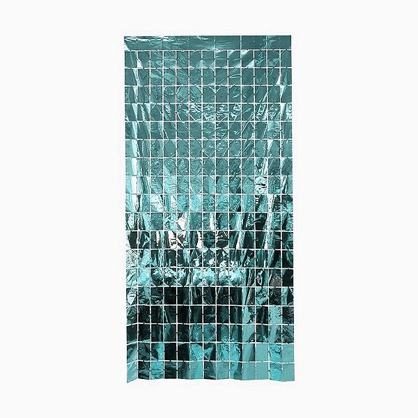 Cortina Decorativa Painel Mágico 1x2m - Retângulos - Azul Claro - Art Lille -