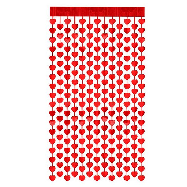 Cortina Decorativa Painel Mágico - 1x2m - Coração - Vermelho - Art Lille -