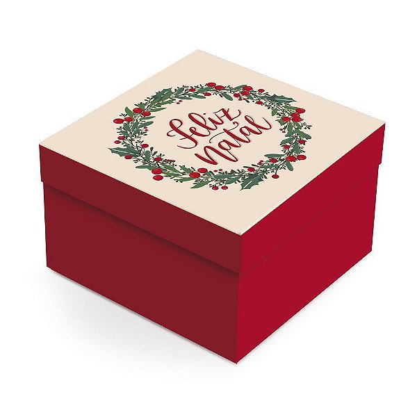 Caixa para Presente Quadrada - Feliz Natal - 01 unidade - Cromus Natal - Rizzo