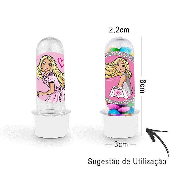 Mini Tubete Lembrancinha Festa Barbie 8cm 20 Unidades - Branco - Rizzo Embalagens