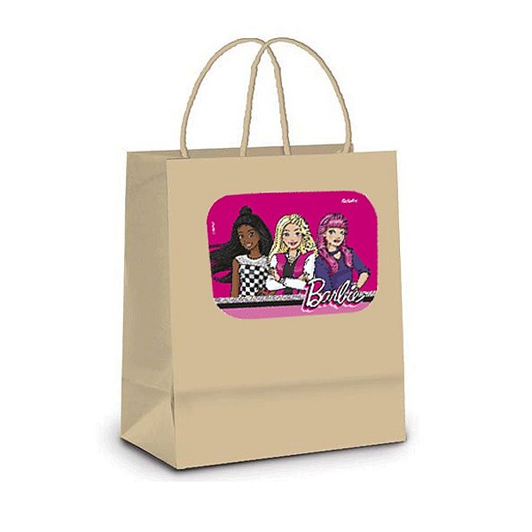 Sacola de Papel Kraft P Festa Barbie - 10 unidades - Rizzo Embalagens
