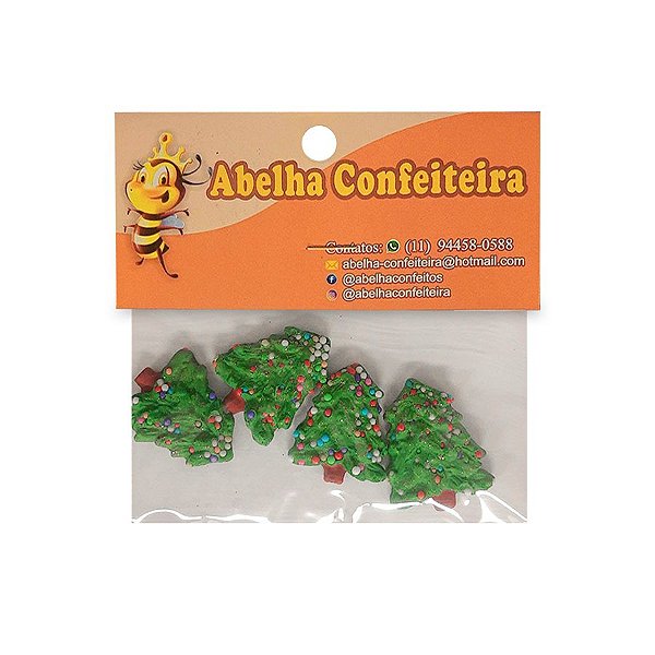 Mini Confeito Árvore de Natal Decorada - 4 UN - Abelha Confeiteira - Rizzo