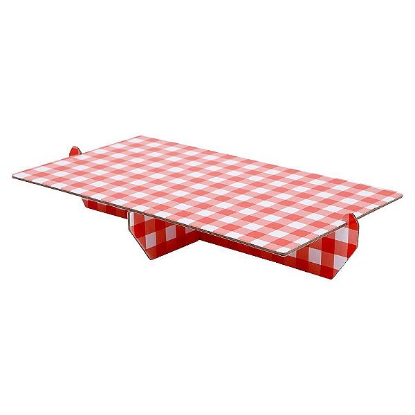 Bandeja Desmontável Retangular - Vichy Vermelho - 01 unidade - Mesa Festa - Rizzo Embalagens