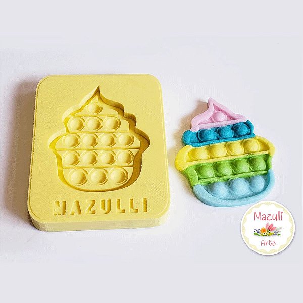 Molde de Silicone 2341 Festa Pop It Fidget Toy Cupcake - 01 Unidade - Mazulli - Rizzo