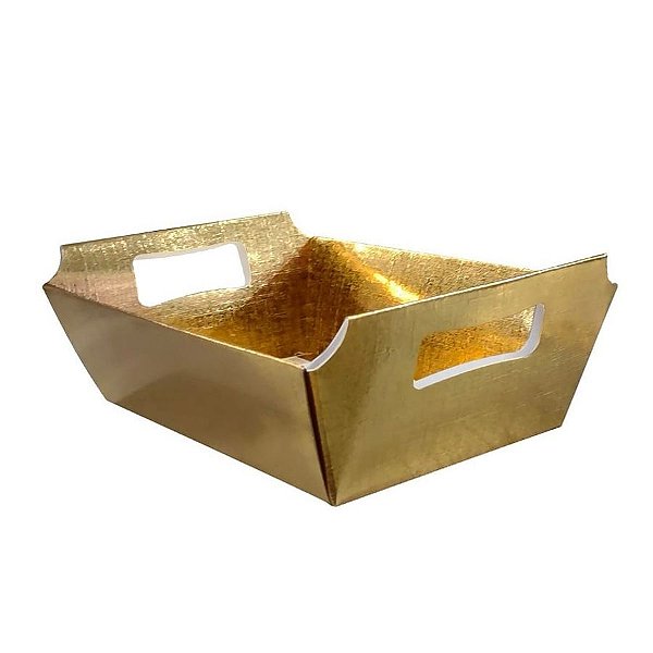 Cesta de Papel M 12,5X17X7cm - Dourado - 10 Unidades - ASSK - Rizzo