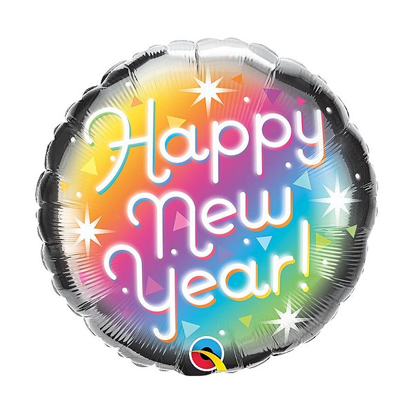 Balão de Festa Microfoil 18" - Happy New Year! - 01 Unidade - Qualatex