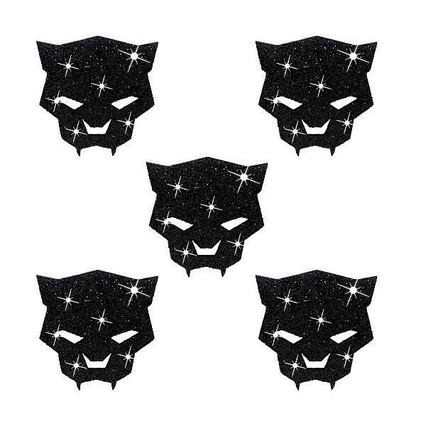 Aplique Decorativo Glitter Pantera Negra - 5 PÇs - 1 UN - Piffer - Rizzo