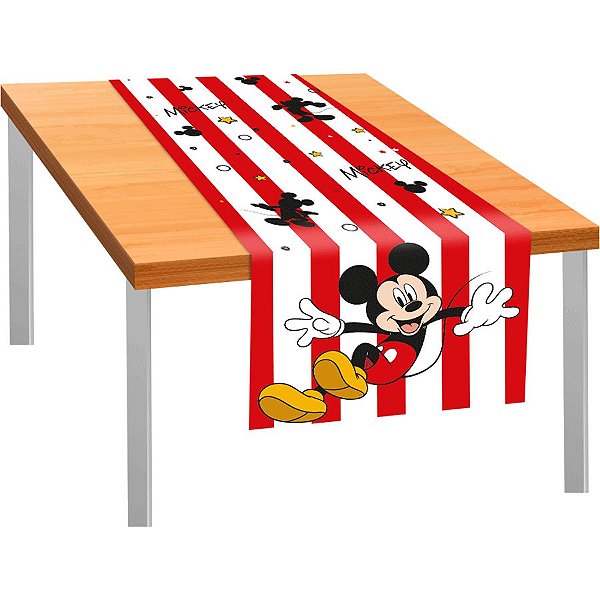 Trilho de Mesa de Tecido 40x200cm Festa Mickey Mouse 01 Unidade Regina Rizzo Embalagens