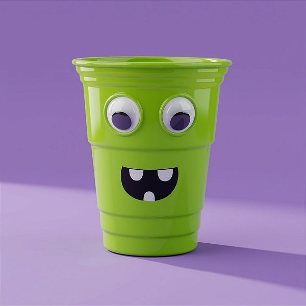 Copo de Plástico Rígido de Halloween - Monstrinho - Verde - 500ml - 1 unidade - Cromus - Rizzo