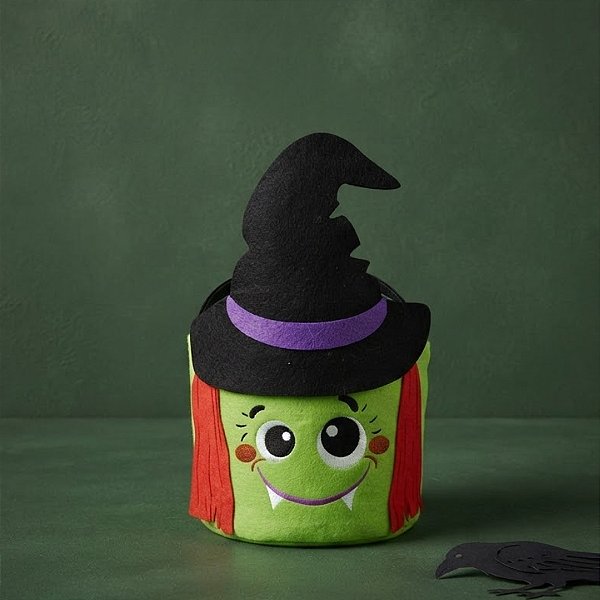 Decoração Cesta de Tecido Bruxinha Halloween Cromus Rizzo