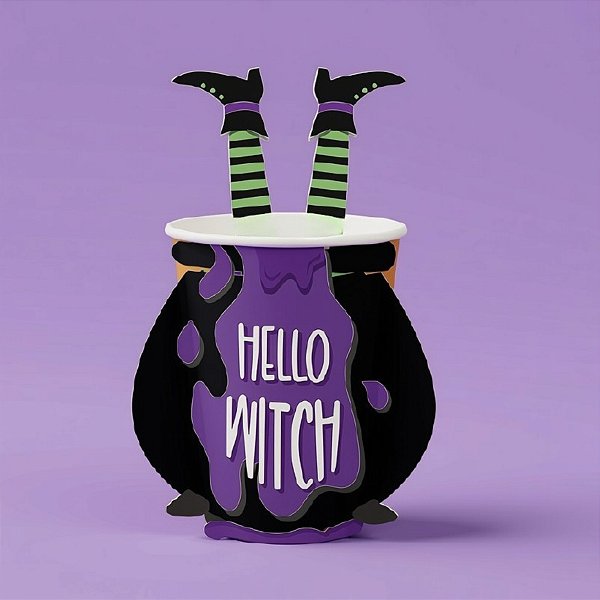 Copo de Papel com Cinta Halloween - Caldeirão - 240ml - 8 unidades - Cromus - Rizzo
