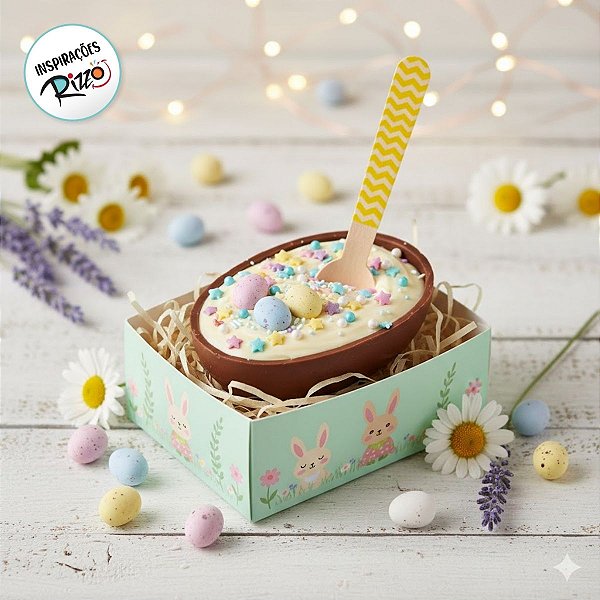 Pacote Colher Madeira - Chevron Amarelo - 10cm - 10 unidades - Rizzo