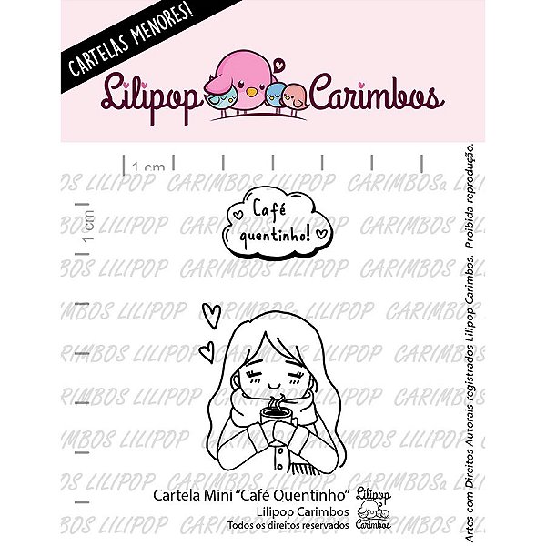 Cartela de Carimbos Mini - Café Quentinho - Lilipop Carimbos - 01 Unidade - Rizzo Embalagens