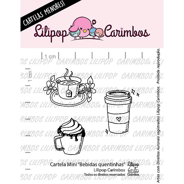 Cartela de Carimbos Mini - Bebidas Quentinhas - Lilipop Carimbos - 01 Unidade - Rizzo Embalagens