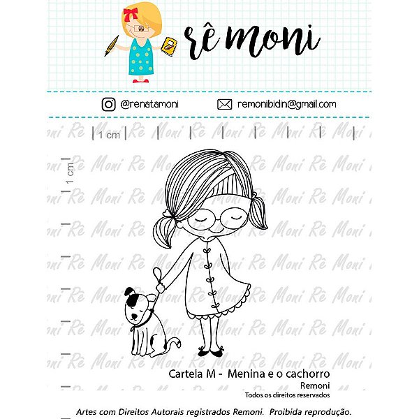 Cartela de Carimbos M - Menina e o Cachorro - Remoni - 01 Unidade - Rizzo Embalagens