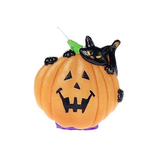 Vela Decorativa Halloween - Abóbora Gato - 1 UN - Rizzo