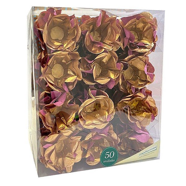 Forminha Flor - Tons Metal - Rose Gold - 50 UN - MaxiFormas - Rizzo