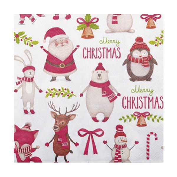 Guardanapo de Papel - Merry Christmas - 32,5cm x 32,5cm - 20 unidades - Cromus Natal - Rizzo Embalagens