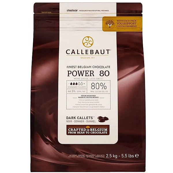 Chocolate Belga Callebaut - Gotas Amargo - Power 80 - 2,5 kg - Rizzo Confeitaria