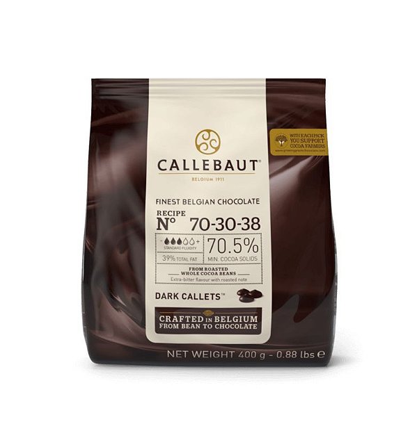 Chocolate Belga Callebaut - Gotas Amargo - 70-30-38-BR-D94 - 400g - Rizzo
