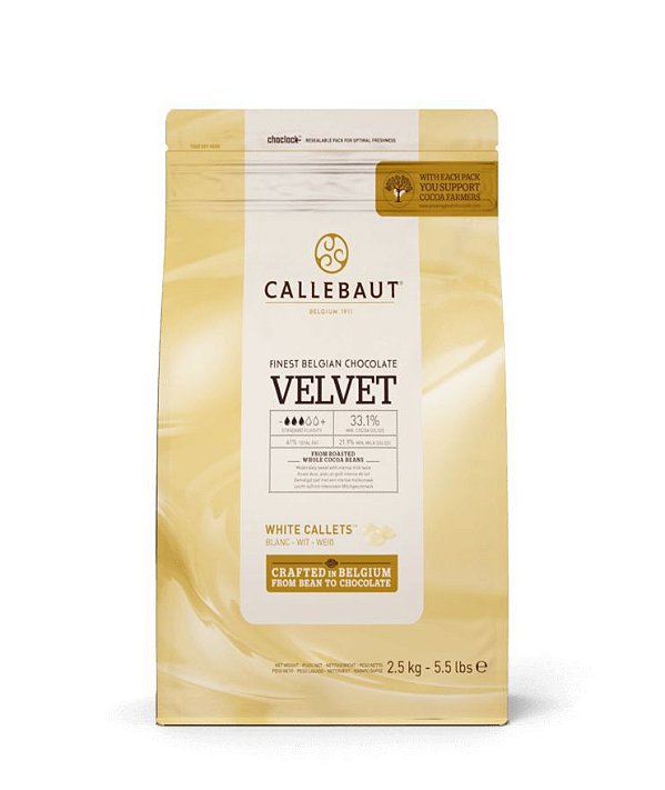 Chocolate Belga Callebaut - Velvet Branco - W3-BR-25A - 2 kg - Rizzo