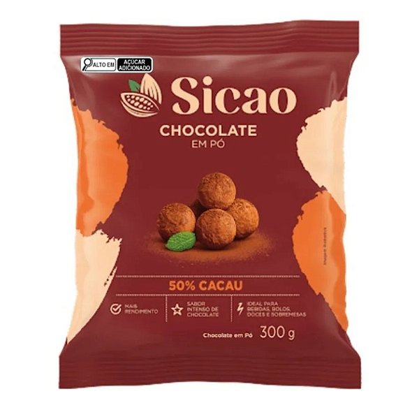 Chocolate Pó 50% Cacau - 300 g  - 1 unidade - Sicao - Rizzo