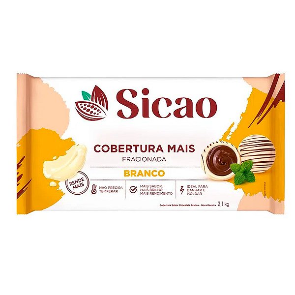 Cobertura Mais Branco  - Barra - 2,1 kg  - 1 unidade - Sicao - Rizzo