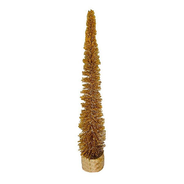 Mini Arvore Pinheiro Vine - Dourado Glitter - 60cm - Natal Tok da Casa - Rizzo Embalagens