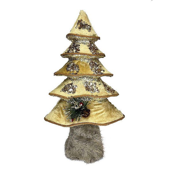Enfeite Decorativo - Árvore Cute - Dourado/Nude - 32cm - 01 unidade - Natal Tok da Casa - Rizzo Embalagens