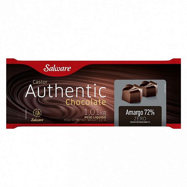 Chocolate Salware - Amargo 72% Zero Açúcar - Authentic - 1,01 kg - Rizzo