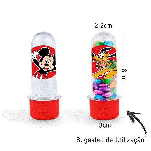 Mini Tubete Lembrancinha Festa Mickey Mouse 8cm 20 unidades - Vermelho - Rizzo Embalagens