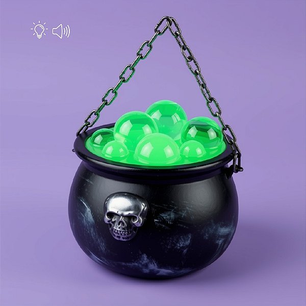 Enfeite Decorativo Halloween - Caldeirão -  Luz e som - 01 unidade - Cromus -