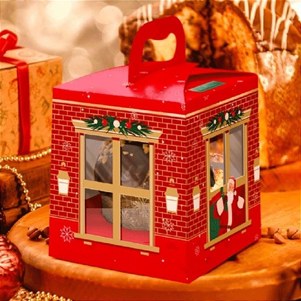 Caixa Para Panetone com Gaveta e Doces 500g Linha Sweet Home Natal - 01 unidade - Rizzo Embalagens