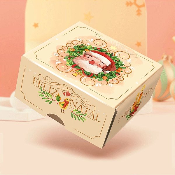 Caixa para 4 Doces Sem Visor Jingle Bell Natal - 10 unidades - Rizzo Embalagens