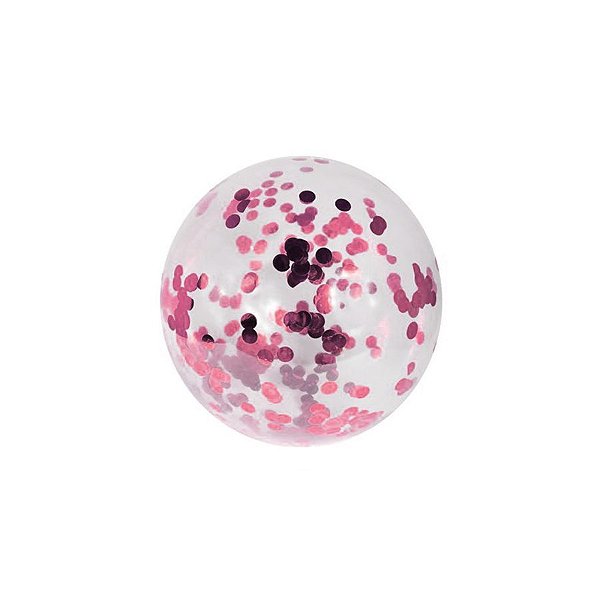 Balão Bubble Transparente com Confete Bolinha Rosa - 11" 26cm - 01 Unidade - Partiufesta - Rizzo Embalagens