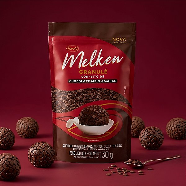 Granulé Chocolate Meio Amargo - Melken - 130g - 1 unidade - Harald - Rizzo